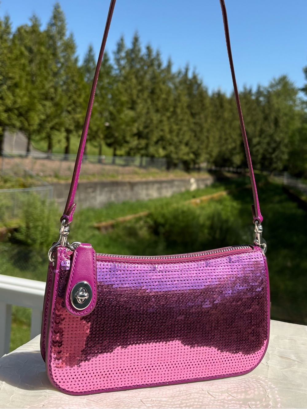 COACH Penn Shoulder Bag
With Sequins In Magenta CM547